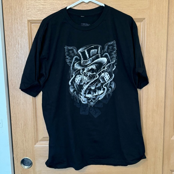 Vintage Black Skull Tophat Oversized Tshirt from 2000's Skater Y2K - Picture 1 of 9